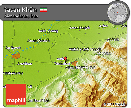 Physical 3D Map of Ḩasan Khān