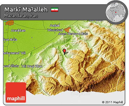 Physical 3D Map of Markī Maḩalleh
