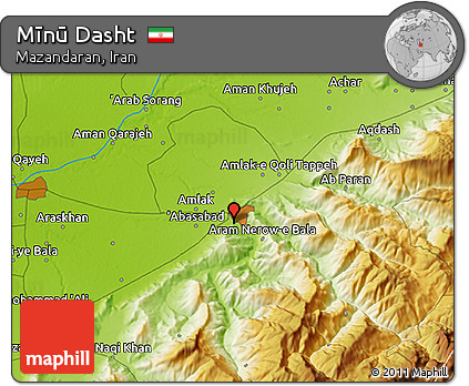 Physical 3D Map of Mīnū Dasht