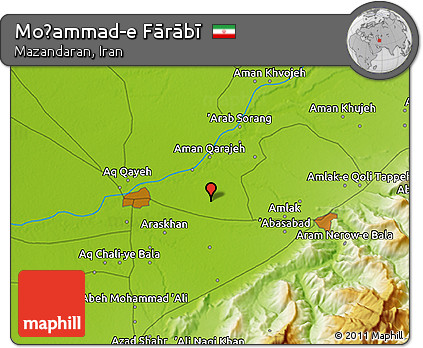 Physical 3D Map of Moḩammad-e Fārābī