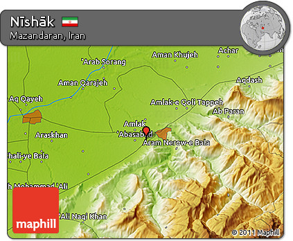Physical 3D Map of Nīshāk