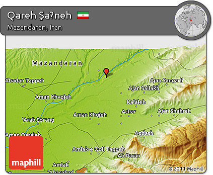 Physical 3D Map of Qareh Şaḩneh