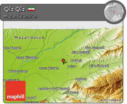 Physical 3D Map of Qīz Qīz
