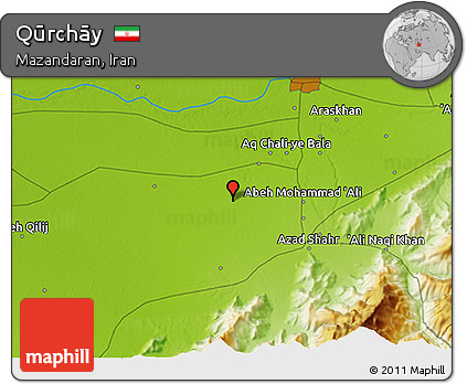 Physical 3D Map of Qūrchāy