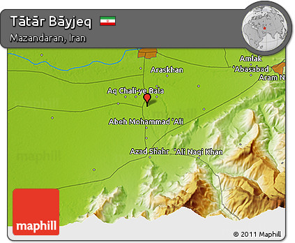 Physical 3D Map of Tātār Bāyjeq