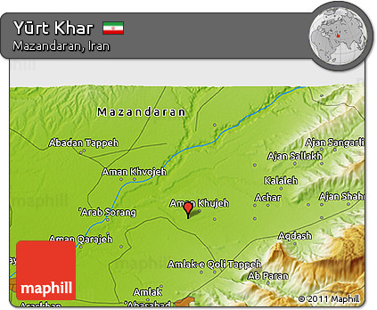 Physical 3D Map of Yūrt Khar