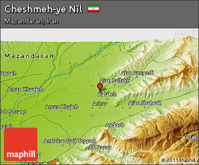 Physical 3D Map of Cheshmeh-ye Nīl
