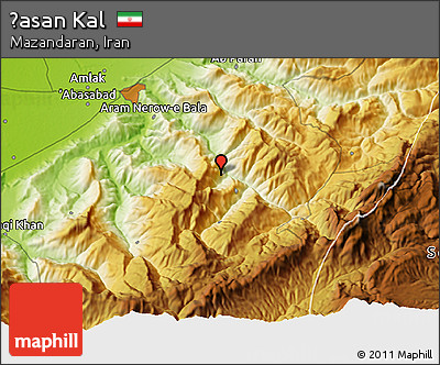 Physical 3D Map of Ḩasan Kal
