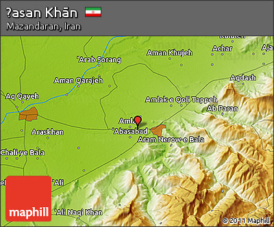 Physical 3D Map of Ḩasan Khān