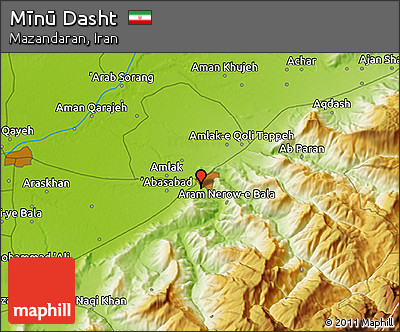 Physical 3D Map of Mīnū Dasht