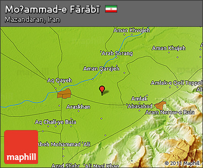Physical 3D Map of Moḩammad-e Fārābī