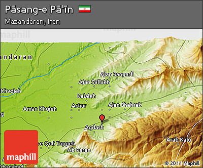 Physical 3D Map of Pāsang-e Pā'īn