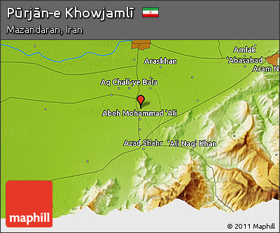Physical 3D Map of Pūrjān-e Khowjamlī