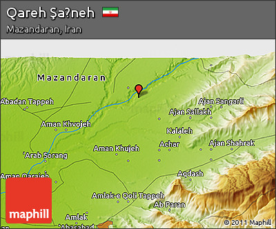 Physical 3D Map of Qareh Şaḩneh