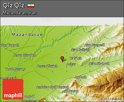 Physical 3D Map of Qīz Qīz