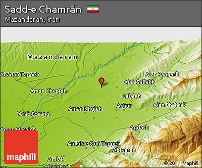 Physical 3D Map of Sadd-e Chamrān