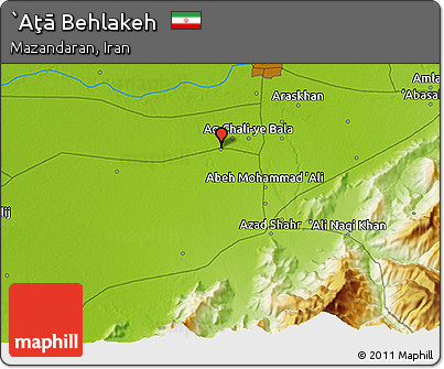 Physical 3D Map of `Aţā Behlakeh