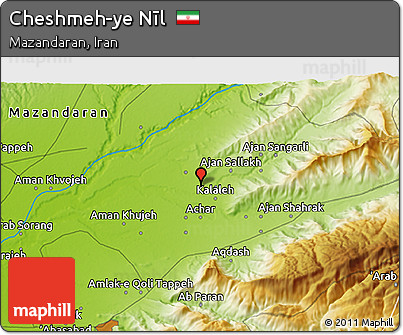 Physical 3D Map of Cheshmeh-ye Nīl