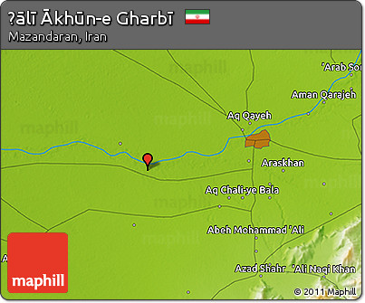 Physical 3D Map of Ḩālī Ākhūn-e Gharbī