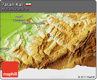 Physical 3D Map of Ḩasan Kal