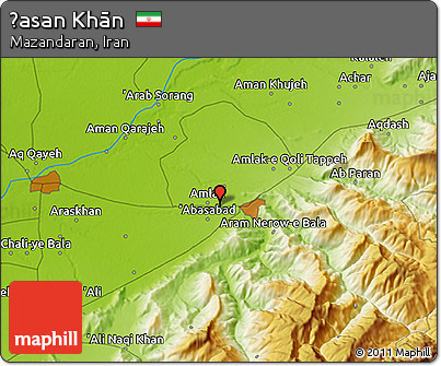 Physical 3D Map of Ḩasan Khān