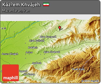 Physical 3D Map of Kāz̧em Khvājeh