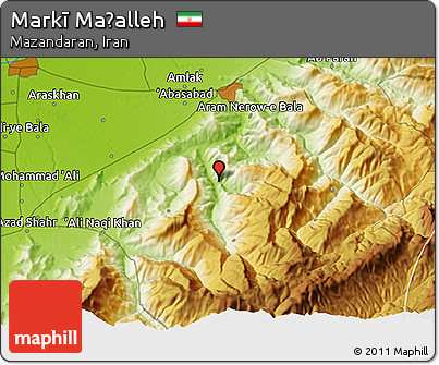 Physical 3D Map of Markī Maḩalleh