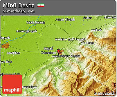 Physical 3D Map of Mīnū Dasht