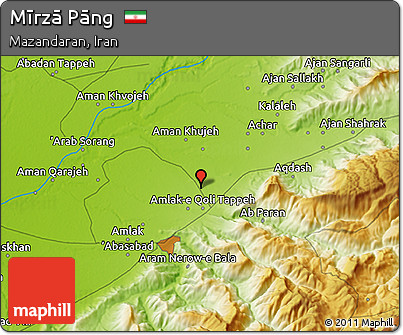 Physical 3D Map of Mīrzā Pāng