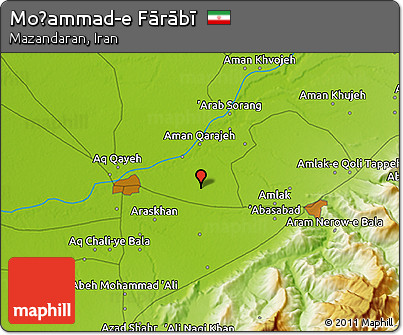 Physical 3D Map of Moḩammad-e Fārābī