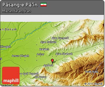 Physical 3D Map of Pāsang-e Pā'īn