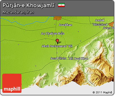 Physical 3D Map of Pūrjān-e Khowjamlī