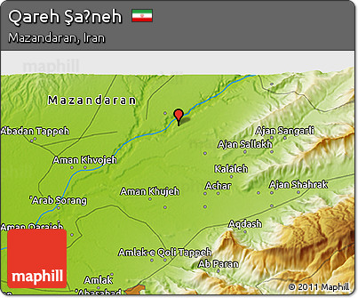 Physical 3D Map of Qareh Şaḩneh