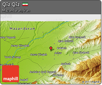 Physical 3D Map of Qīz Qīz
