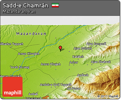Physical 3D Map of Sadd-e Chamrān