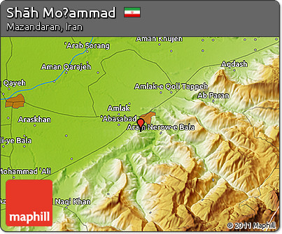 Physical 3D Map of Shāh Moḩammad