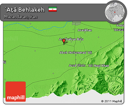 Political 3D Map of `Aţā Behlakeh
