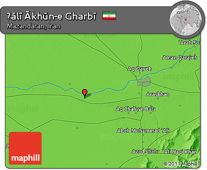 Political 3D Map of Ḩālī Ākhūn-e Gharbī