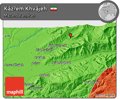 Political 3D Map of Kāz̧em Khvājeh