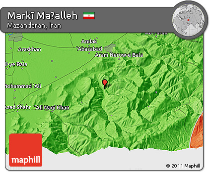Political 3D Map of Markī Maḩalleh