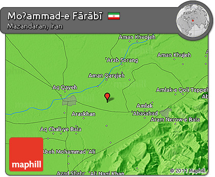 Political 3D Map of Moḩammad-e Fārābī