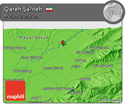 Political 3D Map of Qareh Şaḩneh