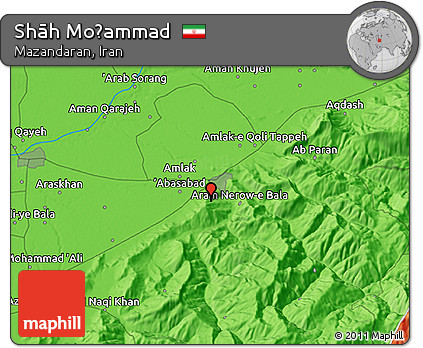 Political 3D Map of Shāh Moḩammad