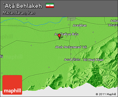 Political 3D Map of `Aţā Behlakeh