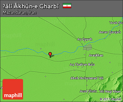 Political 3D Map of Ḩālī Ākhūn-e Gharbī