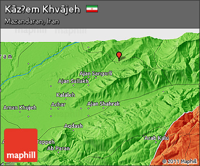 Political 3D Map of Kāz̧em Khvājeh