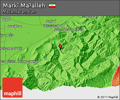 Political 3D Map of Markī Maḩalleh