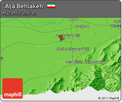 Political 3D Map of `Aţā Behlakeh