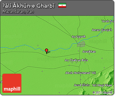 Political 3D Map of Ḩālī Ākhūn-e Gharbī