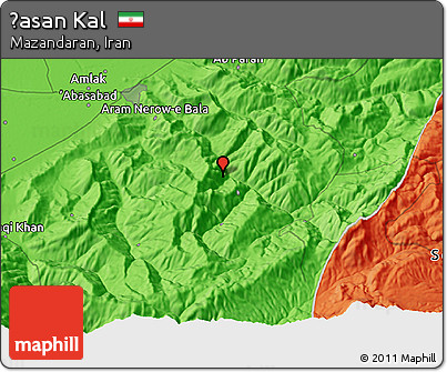 Political 3D Map of Ḩasan Kal